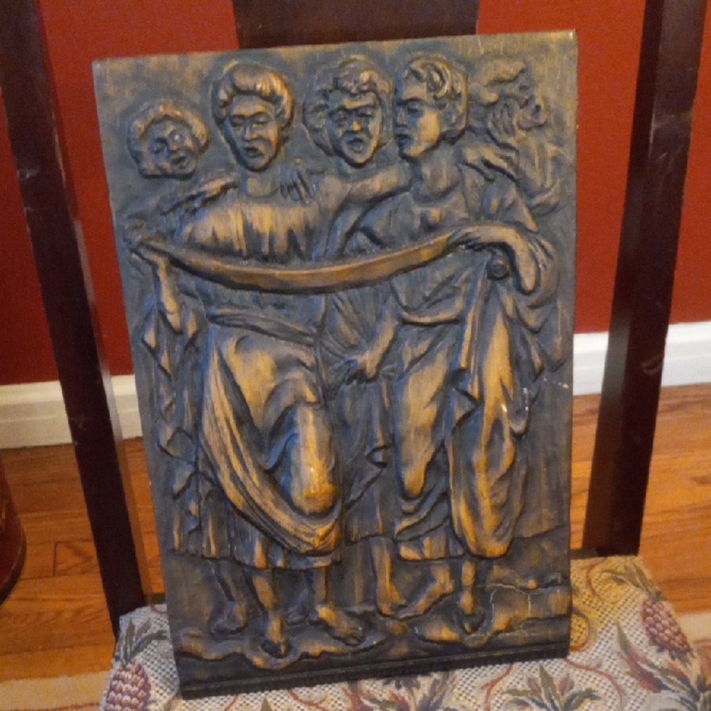 Bronze-Tone Four Figures Relief Wall Art Collectible
